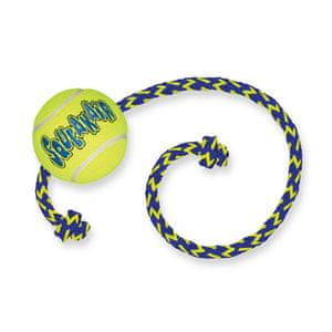  Kong SqueakAir žoga za pse, z vrvico, M, rumena, 3 kos
