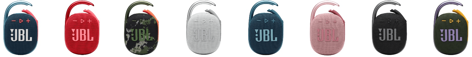 Bluetooth prenosni brezžični mini zvočnik JBL Clip 4 vponka za obešanje na nahrbtnik 10 h na polnjenje RMS moč 5 W 40 mm pretvornik lahek vodoodporen polnjenje IP67 USB-C