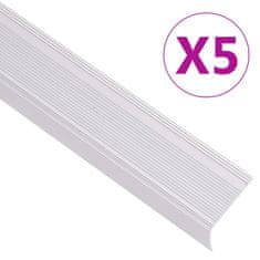 shumee vidaXL Obroba za stopnice L-oblike 5 kosov aluminij 100 cm srebrna