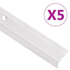 shumee vidaXL Obroba za stopnice L-oblike 5 kosov aluminij 100 cm srebrna