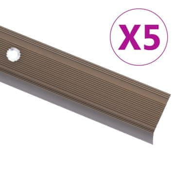 shumee vidaXL Obroba za stopnice L-oblike 5 kosov aluminij 90 cm rjave