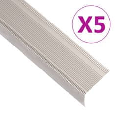 shumee vidaXL Obroba za stopnice L-oblike 5 kos aluminij 100 cm barva penine