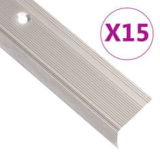 shumee vidaXL Obroba za stopnice L-oblike 15 kos aluminij 90 cm barva penine