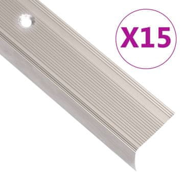 shumee vidaXL Obroba za stopnice L-oblike 15 kos aluminij 134 cm barva penine