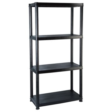 Vidaxl 4-nadstropna polica črna 61x30,5x130 cm plastika
