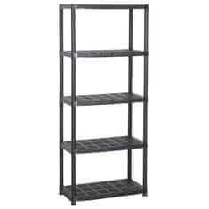 Vidaxl 5-nadstropna polica črna 71x38x170 cm plastika