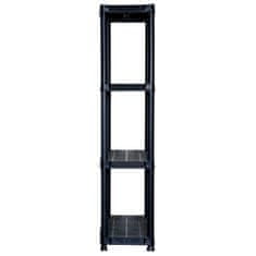 Vidaxl 4-nadstropna polica črna 61x30,5x130 cm plastika
