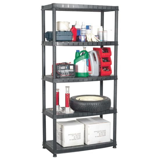 Vidaxl Polica 5-nadstropna črna 91,5x45,7x185 cm plastika