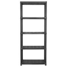 Vidaxl 5-nadstropna polica črna 71x38x170 cm plastika