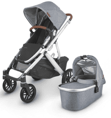 UPPAbaby Vista V2 2-v-1 Gregory otroški voziček, siv, srebrn, usnje