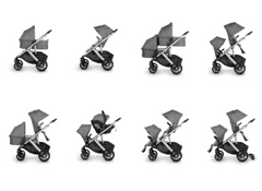 UPPAbaby Vista V2 2-v-1 Gregory otroški voziček, siv, srebrn, usnje