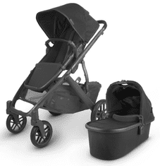 UPPAbaby Vista V2 2-v-1 Jake otroški voziček, črn, karbon, črno usnje