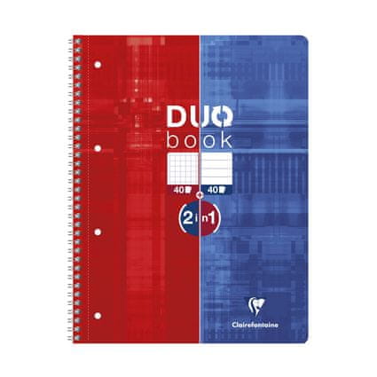 Clairefontaine Duobook blok, spiralni, črtan/karo, A4