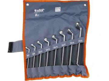 Extol Premium Obročni ključi (6219) komplet 8 kosov, 6x7, 8x9, 10x11, 12x13, 14x15, 16x17, 18x19, 20x22 mm, CrV
