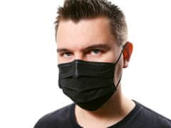 Higienska maska za usta in nos, 3-slojna, za enkratno uporabo, z žico, črna, 50 kos