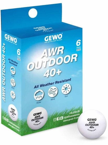 Gewo AWR Outdoor 40+ set žogic za namizni tenis, 6 kosov, bel