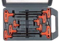 Extol Premium Allenovi ključi Extol Premium (8819301) Allenovi ključi, komplet 9 ključev, 2-2,5-3-4-4-5-6-7-8-10 mm, T-ročaj, daljši del s kroglico za delo pod kotom do 30°, CrV