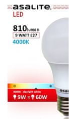 Asalite E27 LED sijalka, 9 W, 4000 K, 810 lm