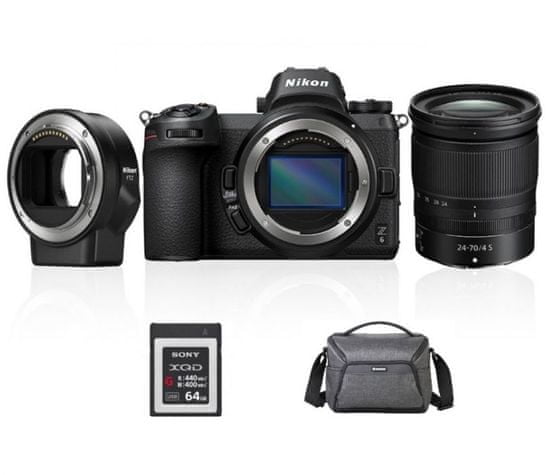 Nikon kit Z6 brezzrcalni fotaparat + objektiv 24-70 mm + FTZ adapter + XQD kartica, 64GB + torba