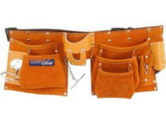 Extol Premium Extol Premium Tool Belt (420) Usnjeni pas za orodje, 9 žepov (2 velika, 3 srednji, 4 majhni), držalo za kladivo, zanka za ključe, žep za merilni trak