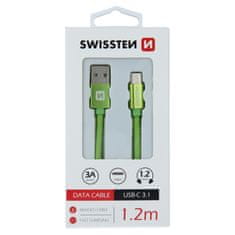 SWISSTEN PODATKOVNI KABEL USB / USB-C TEKSTIL 1,2M ZELEN