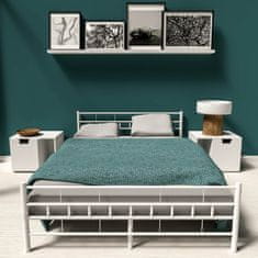 tectake Kovinski posteljni okvir z letvenim dnom 200 x 140 cm, Bela