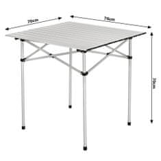 tectake Aluminijasta miza za taborjenje 70 × 70 × 70 cm, sklopna