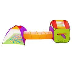 tectake Velik igralni šotor s tunelom + 200 žogicami za otroke Barvito