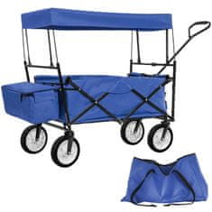 tectake Vrtni voziček s streho, sklopni, vklj. z nosilno torbo Modra