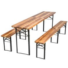 tectake Komplet mize in klopi, zložljivi, 3-delni, 219 cm