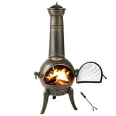 tectake Ognjišče z dimnikom iz litega železa