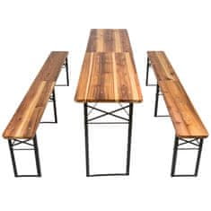 tectake Komplet mize in klopi, zložljivi, 3-delni, 219 cm