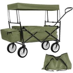 tectake Vrtni voziček s streho, sklopni, vklj. z nosilno torbo Zelena