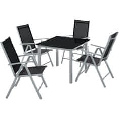 tectake Komplet vrtne mize in stolov 4 + 1 Srebrna/siva