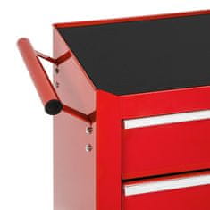 tectake Voziček za orodje s 5 predali Rdeča