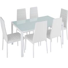 tectake Komplet jedilne mize in stolov Brandenburg 6+1 Bela/bela