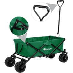 tectake Zložljiv vrtni voziček s širokimi kolesi, nosilnost 80 kg Zelena