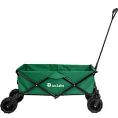 tectake Zložljiv vrtni voziček s širokimi kolesi, nosilnost 80 kg Zelena