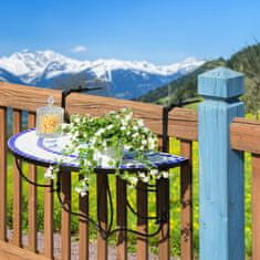 tectake Zložljiva viseča balkonska miza s kamnitim mozaikom 75 x 65 x 62 cm Bela/modra