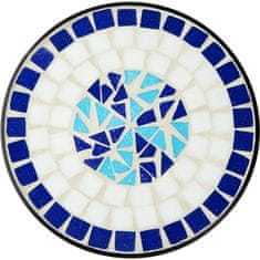 tectake Vrtna mizica za rože, z mozaikom iz kamenčkov Bela/modra