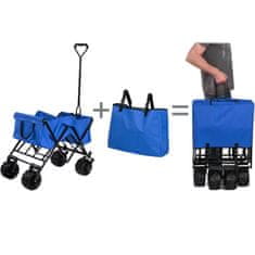 tectake Zložljiv vrtni voziček s širokimi kolesi, nosilnost 80 kg Modra