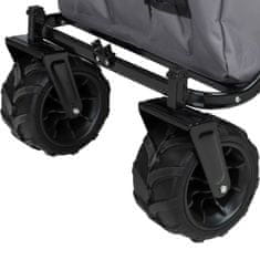 tectake Zložljiv vrtni voziček s širokimi kolesi, nosilnost 80 kg Siva