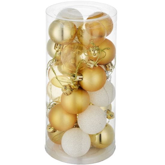 tectake 24 nezlomljivih božičnih kroglic v beli/zlati barvi