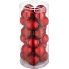 tectake 24 rdečih nezlomljivih božičnih kroglic