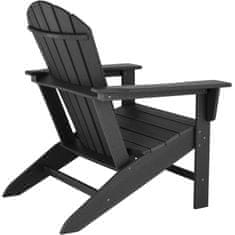 tectake Vrtni stol Adirondack z naslonjalom za noge Črna/črna