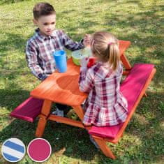 tectake Otroška lesena klop za piknik Modra/bela