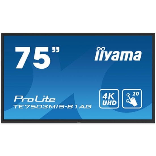 iiyama Prolite IPS 4K interaktivni zaslon na dotik, iiWare 8.0, zvočniki (TE7503MIS-B1AG)