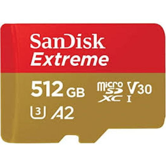SanDisk Extreme microSDXC spominska kartica, 512 GB, UHS-I + SD adapter + RescuePRO Deluxe
