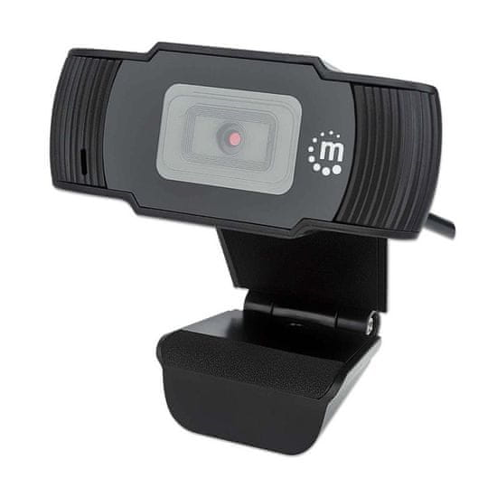 Manhattan spletna kamera, FHD, mikrofon, USB-A, črna