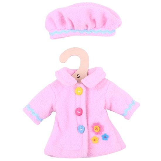 Bigjigs Toys Roza plašč z gumbi za lutko 28 cm